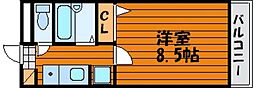 シダー西大寺 1Kの間取図画像