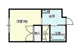 サンシャイン大安寺 ワンルームの間取図画像