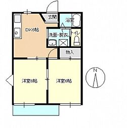 藤田コーポ2 2DKの間取図画像