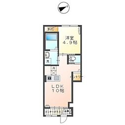 シャン　ジュール・望 1階1LDKの間取り