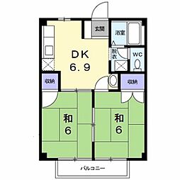 グリーンハイツ 2DKの間取図画像