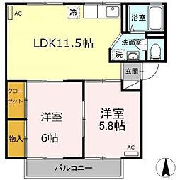 シートピア 2LDKの間取図画像