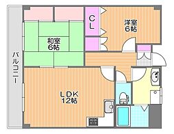 翔阿園マンション 2LDKの間取図画像