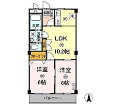 クレヴァ 2LDKの間取図画像