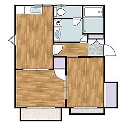 メゾンエスプラネードB棟 2DKの間取図画像