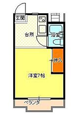 ホワイトメゾン学南6 1Kの間取図画像