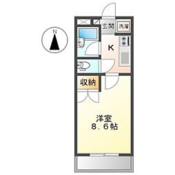 シャインキャッスル2 1Kの間取図画像