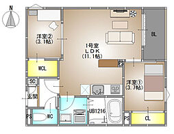 メゾンmiki 2LDKの間取図画像