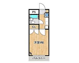 アムラックス2 1Kの間取図画像