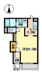 リアン 1Kの間取図画像