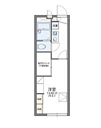 レオパレス鴨川2 1Kの間取図画像