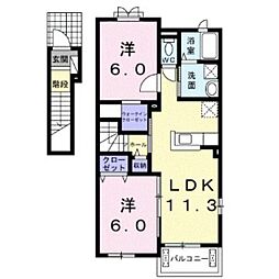 フリシュ輝1 2LDKの間取図画像