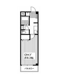 HILLCOLLEGEDAIGAKUMAE 1Kの間取図画像