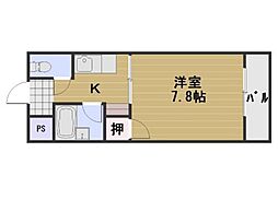 アルフィーネ厚生町 1Kの間取図画像