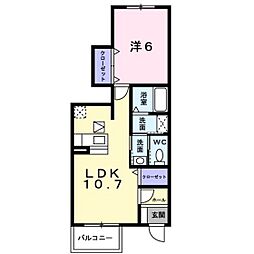 ヌーベルアンジュ 1LDKの間取図画像