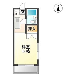 ポスト大元1 1Kの間取図画像