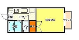 コスモクィーン北方 1Kの間取図画像