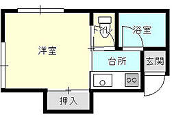 アバンティ清輝 1Kの間取図画像