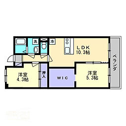 西長瀬ファミリーマンション 2LDKの間取図画像