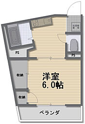 あるふぁ2 1Kの間取図画像