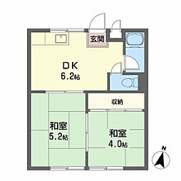 小川コーポ 2DKの間取図画像