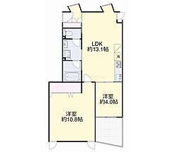 興和(株)岡山寮 2LDKの間取図画像