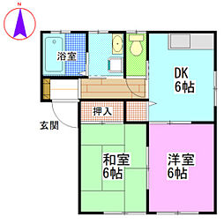 グリーンハイツサンシャイン 2DKの間取図画像