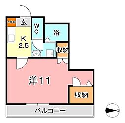 ブールブランシュC 1Kの間取図画像