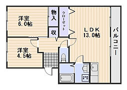 ジョイフル・今 2LDKの間取図画像