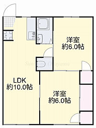 レジデンス太陽A 2LDKの間取図画像