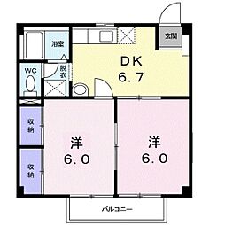 くじらの家 2DKの間取図画像