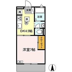 エルマンション 1DKの間取図画像