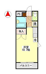 コンフォール 1Kの間取図画像
