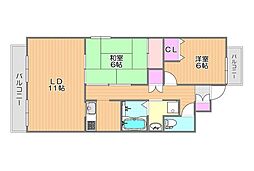 トレ・ビーチナA 2LDKの間取図画像