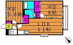 インペリアルパレスC 2LDKの間取図画像