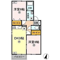 セジュールステアB 2DKの間取図画像