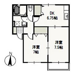エスポワール住吉 2DKの間取図画像