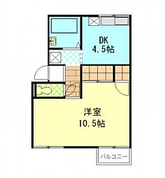プレジール藤崎 1DKの間取図画像