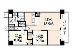 フィール野田公園 2LDKの間取図画像