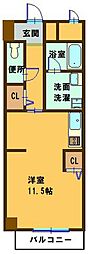 パルロイヤル東島田 ワンルームの間取図画像