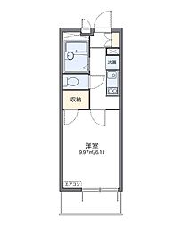 レオパレスアステック2 1Kの間取図画像