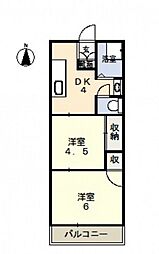林本社ビル 2DKの間取図画像