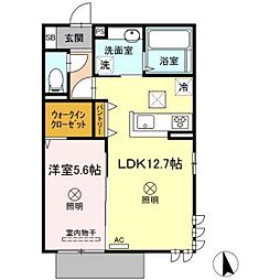 イルクオーレ 1LDKの間取図画像