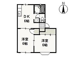ヴィレッジニューハウンE 2DKの間取図画像