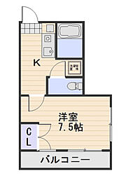 パレス下中野 1Kの間取図画像