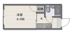 岡住マンション 1Kの間取図画像