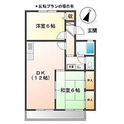グローリーハウス的場C 2LDKの間取図画像