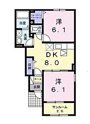 アヴァンティ4 2DKの間取図画像