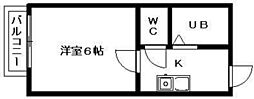 コーポ松原2 1Kの間取図画像