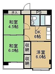 カレント中庄 3DKの間取図画像